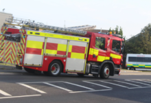 A fire engine leaving Barry's fire station. Photo: Glamorgan Star.