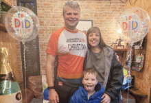 Christian Askins with wife Amie and son George.
