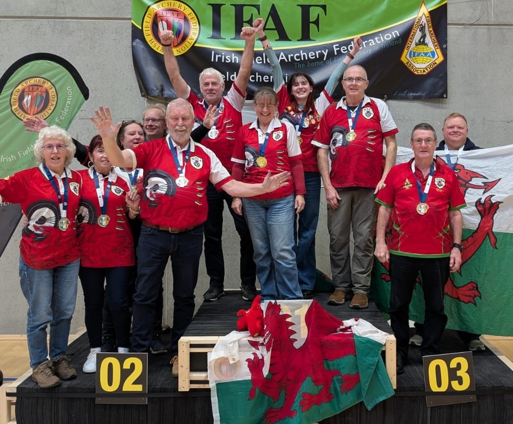 The Welsh medal winners celebrate.