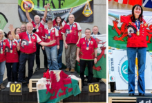 The Welsh medal winners celebrate with Annabel (right).