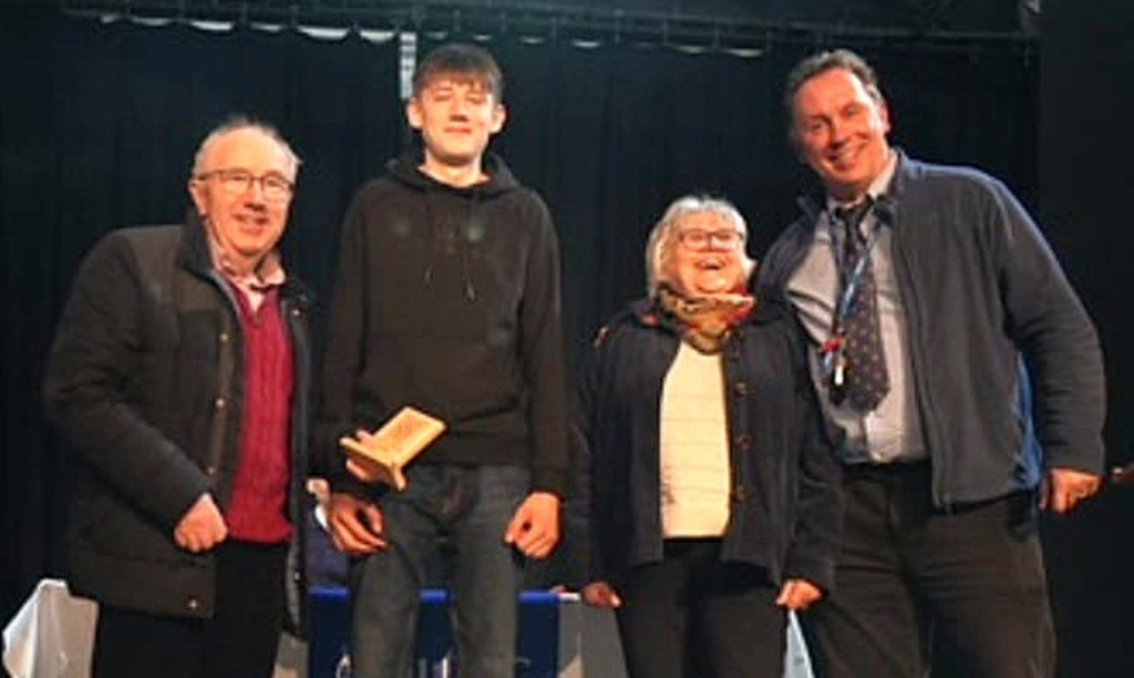 Jack Robson with John and Sharon of Marcross Farm and Mr Tomsa (right).