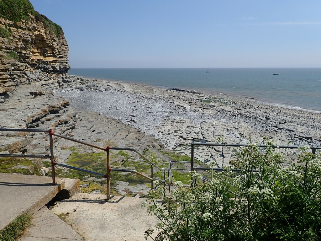 Steps to the beach at Fontygary Bay. Photo: Eirian Evans, Geograph.