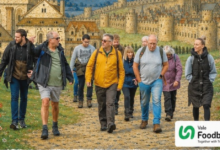 Foodbank walkers in the ancient town of Barry (reimagined by AI).