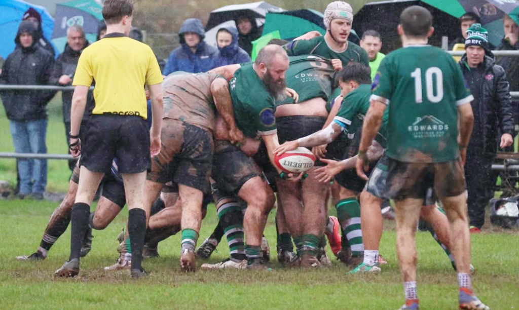 Hat-trick man Alyn Evans in the thick of the action. Picture: Barry RFC