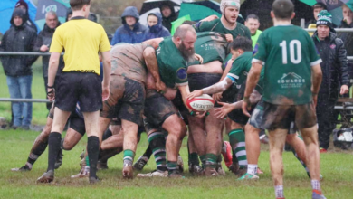 Hat-trick man Alyn Evans in the thick of the action. Picture: Barry RFC
