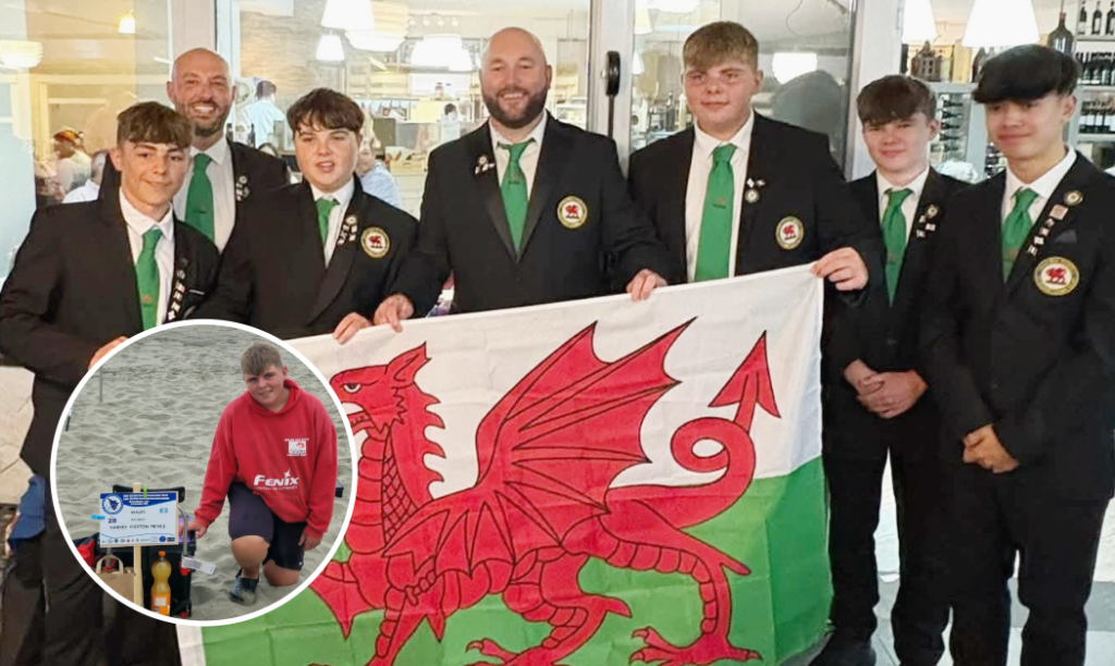 Harvey (second from right) with the Welsh team.