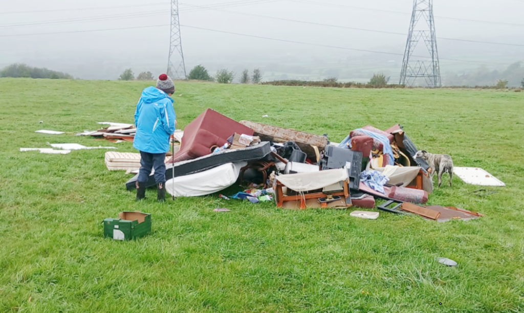 The household waste that was dumped on Stalling Down.