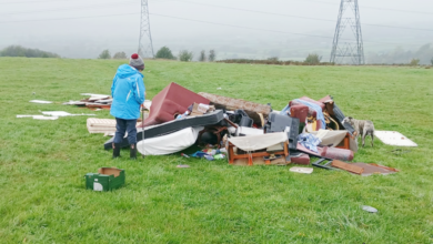 The household waste that was dumped on Stalling Down.