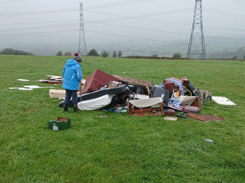 The household waste that was dumped on Stalling Down.