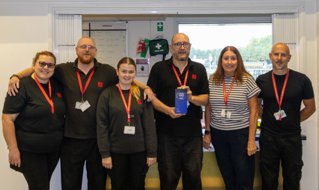 Members of the in-house special assistance team with Angela Hewitson. Photo by Cardiff Airport.