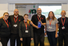 Members of the in-house special assistance team with Angela Hewitson. Photo by Cardiff Airport.
